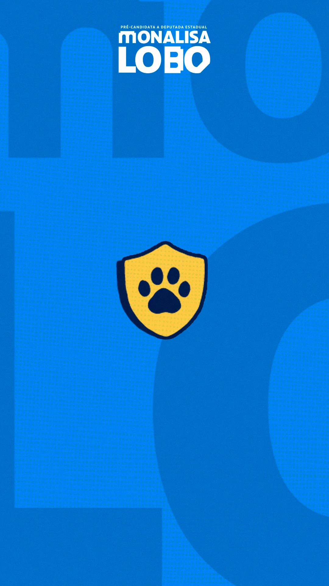 Arte azul e amarela com uma pata dentro de um escudo